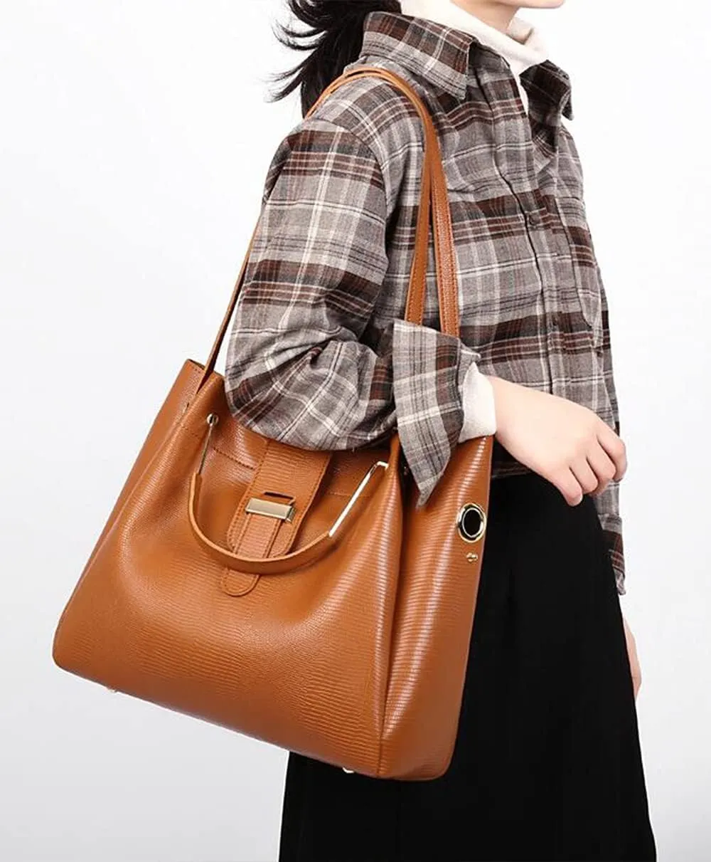 YAQUNICER Women Soft Synthetic PU Leather Ladies Satchel Crossbody Hobo 2pcs Simplicity Handbags Shoulder Clutches