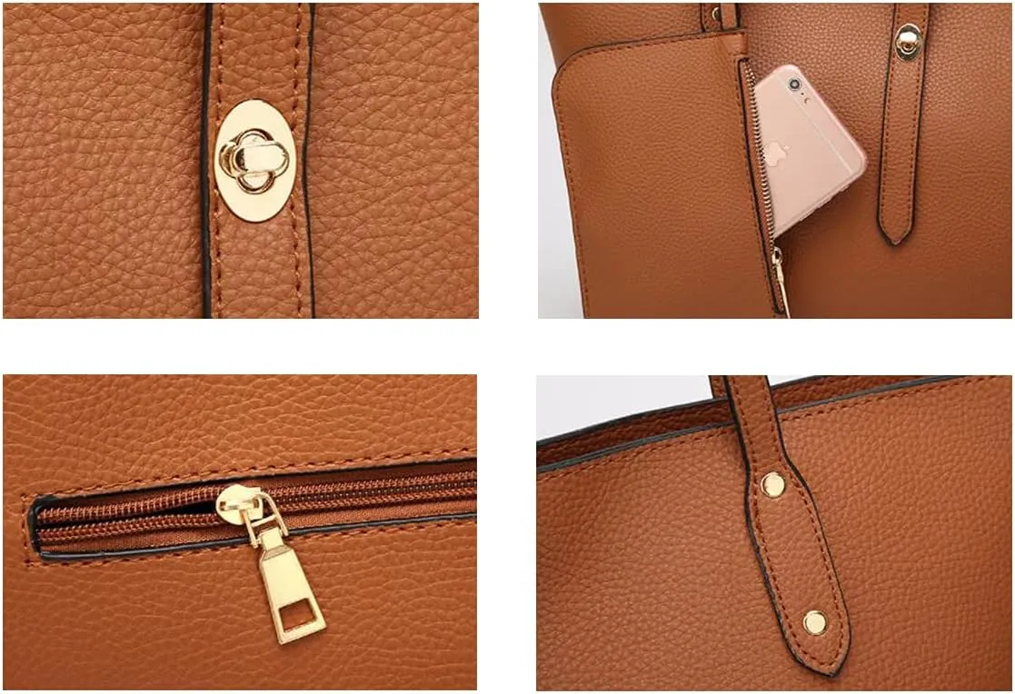 YAQUNICER Women Synthetic PU Leather Ladies Satchel Crossbody Hobo Large Capacity Top-Handle Handbags Shoulde Clutches Purse