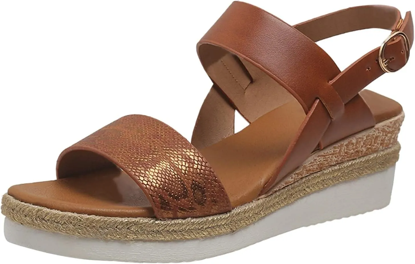 ZWRXW Sandals for Women 2025 Open Toe Ankle Strap Platform Sandal Arch Support Low Wedge Sandals Comfortable Dressy Summer Shoes Orthopedic Walking Shoes